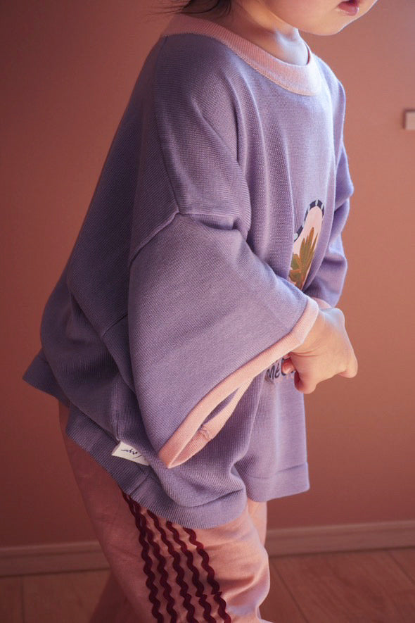 Me Gusta Oversized Tee - Purple/ Baby Pink