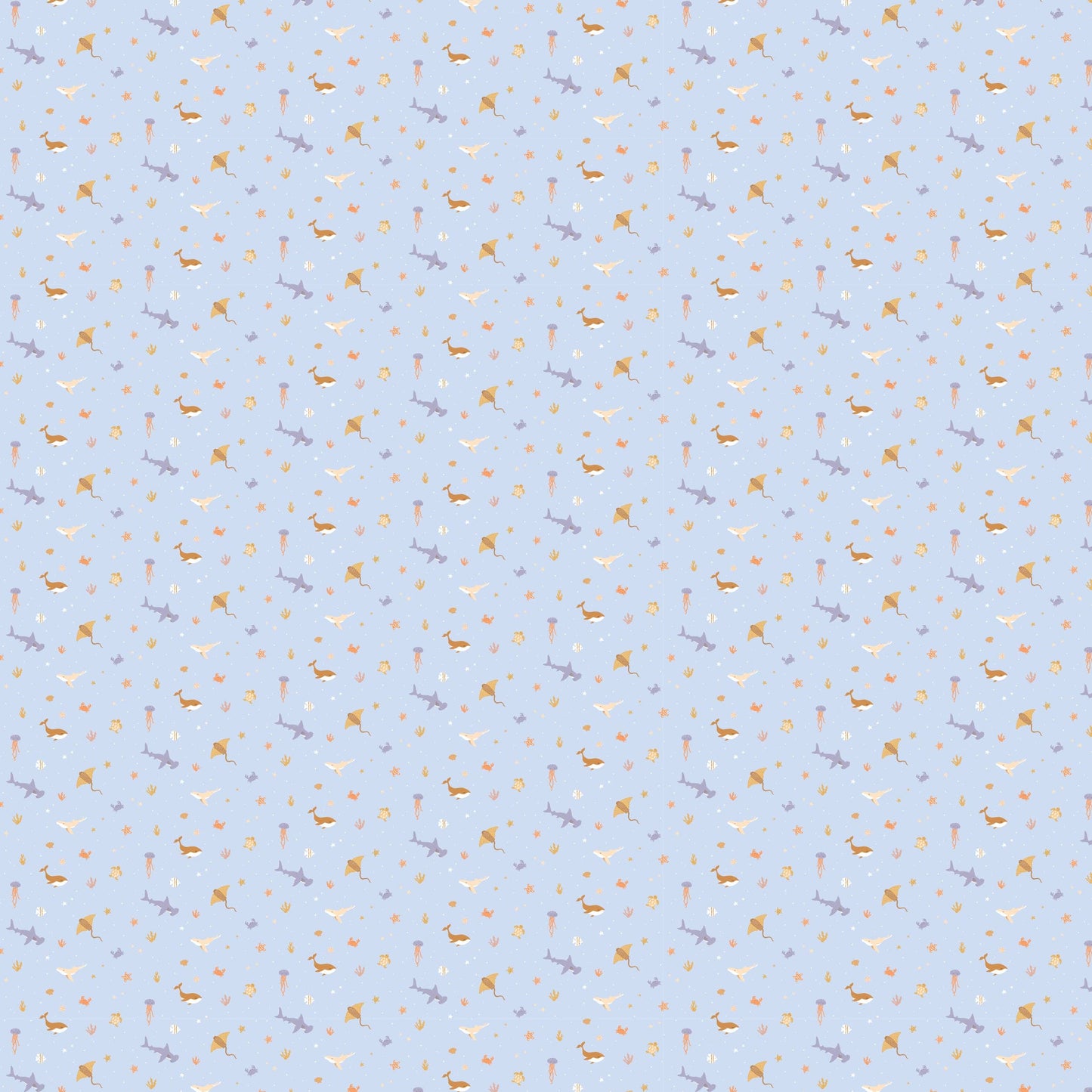 Ocean Creatures Sky Organic Fitted Bassinet Sheet/Change Pad Cover
