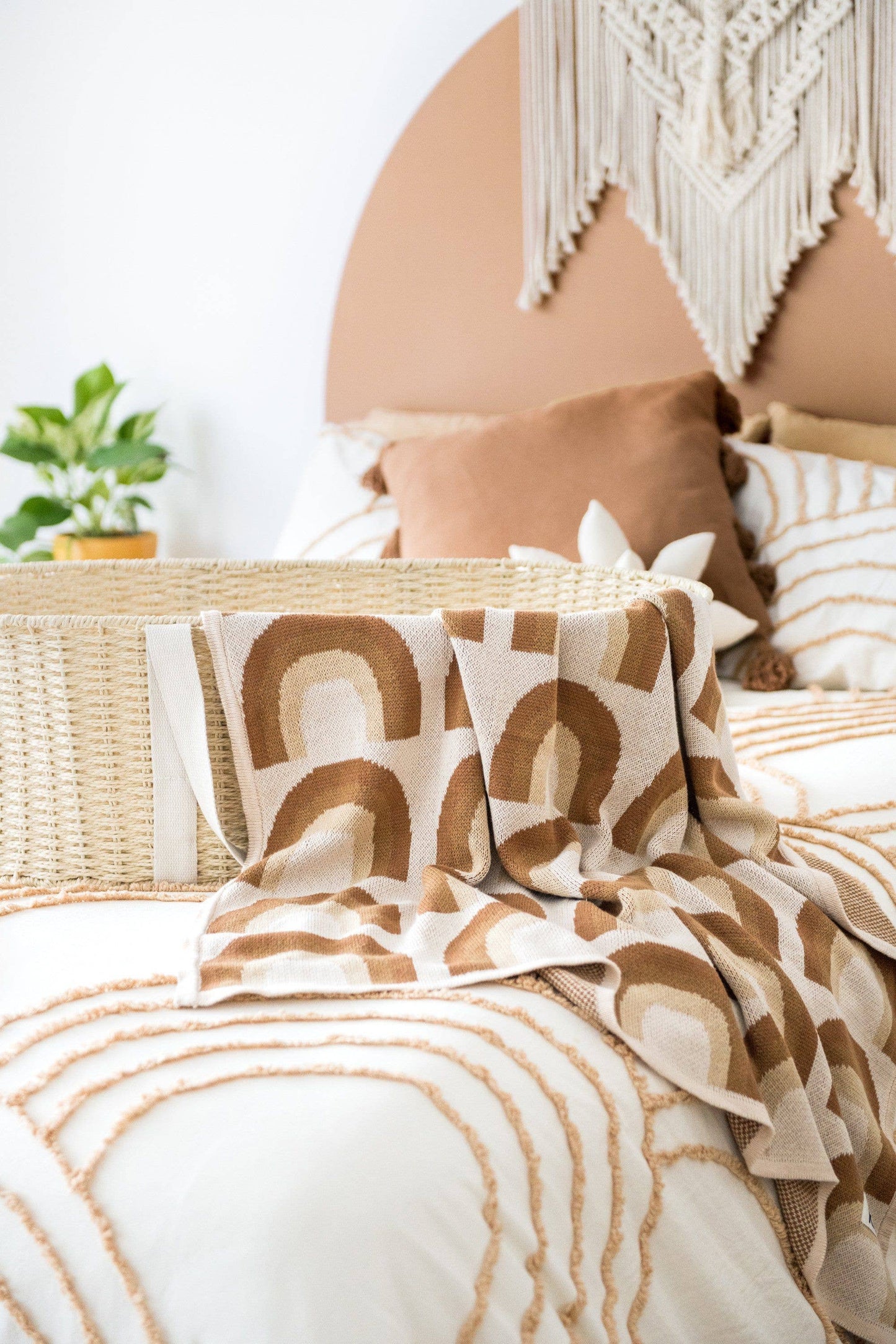 Organic Cotton Knitted Blanket: Rainbow