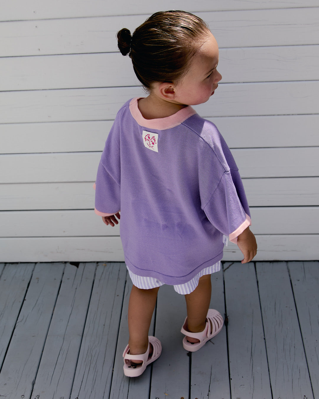 Me Gusta Oversized Tee - Purple/ Baby Pink