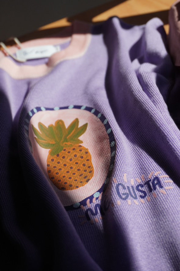 Me Gusta Oversized Tee - Purple/ Baby Pink