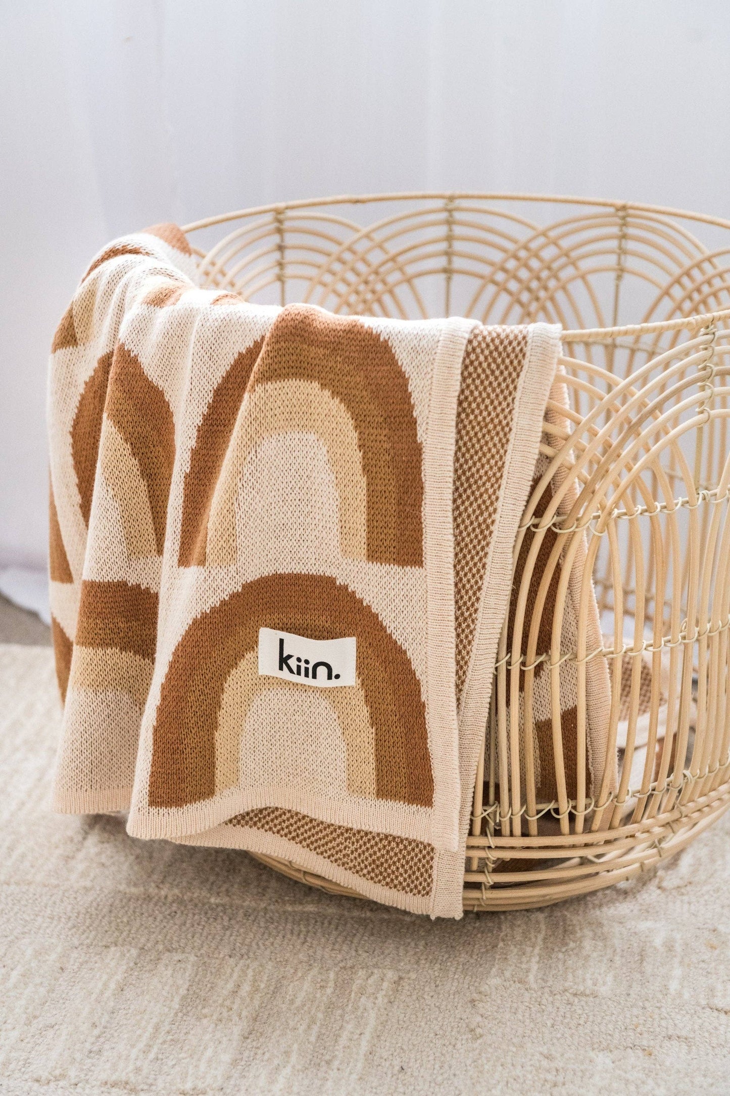 Organic Cotton Knitted Blanket: Rainbow