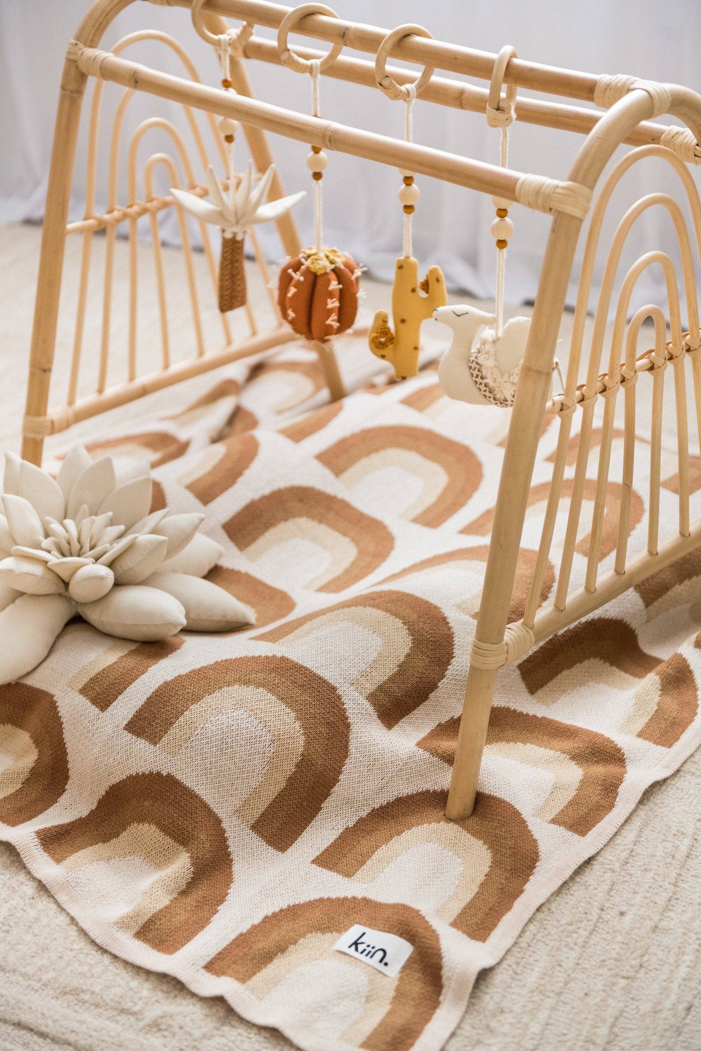 Organic Cotton Knitted Blanket: Rainbow